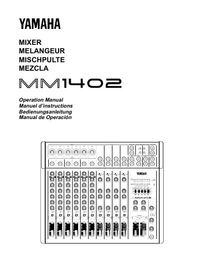 Yamaha MM1402 Mixer Operation Manual - cover page