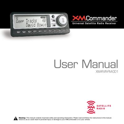 XMCommander XM-RVR-FM-001 User Manual - cover page