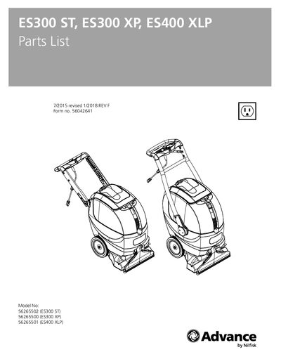 ES300 ST, ES300 XP, ES400 XLP Parts List - cover page