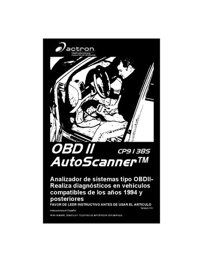 Actron CP9138S OBDII Scanner User Manual - cover page