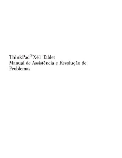 Lenovo ThinkPad X41 Tablet Service Manual - cover page
