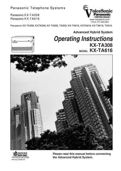Panasonic KX-TA308 Operating Instructions