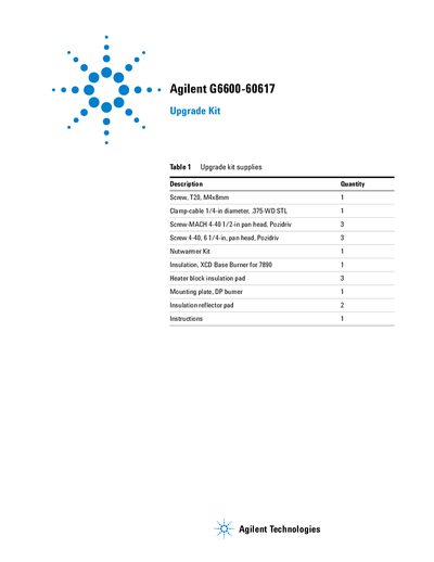 Agilent G6600-60617 Upgrade Kit - cover page