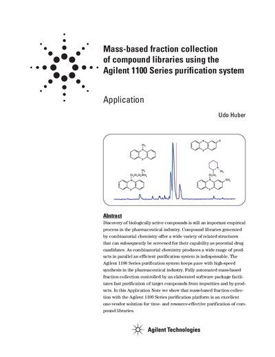 Agilent 1100 Series Purification System Mass-Based Fraction Collection Application Note - cover page