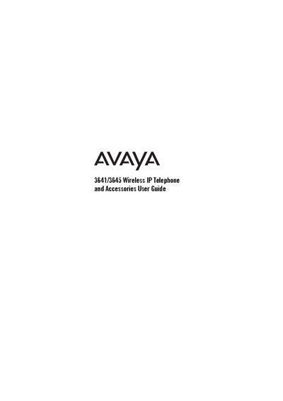 Avaya 3641/3645 Wireless IP Telephone Accessories User Guide - cover page