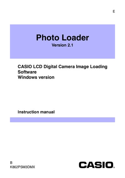 Casio Photo Loader Version 2.1 Instruction Manual - cover page
