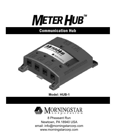 Morningstar Meter Hub HUB-1 Operator's Manual - cover page