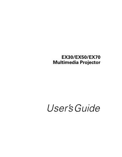 Epson EX30/EX50/EX70 Multimedia Projector User Guide - cover page