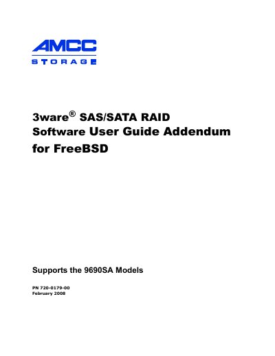 AMCC 3ware SAS/SATA RAID Software user manual - cover page