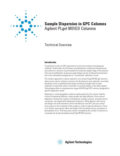 Agilent PLgel MIXED Columns Technical Overview - cover page