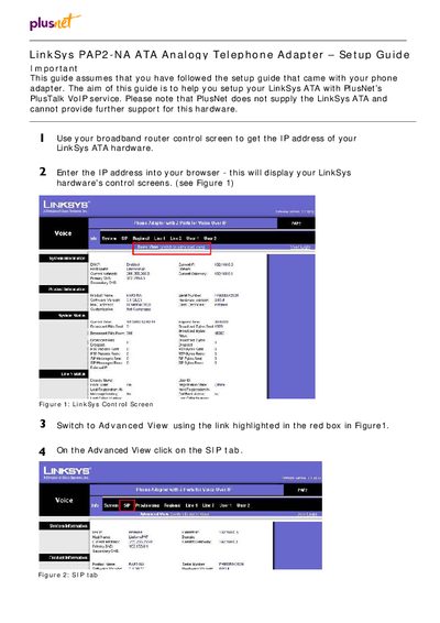 Linksys PAP2-NA ATA Setup Guide - cover page