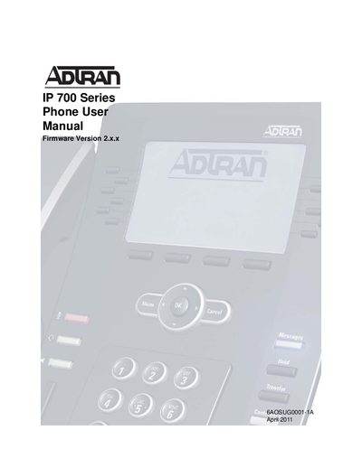 ADTRAN IP 700 Series Phone User Manual - cover page