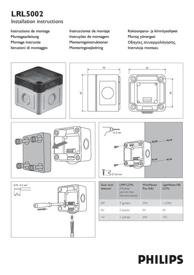 Philips LRL5002 Solar Level Detector Installation Guide - cover page