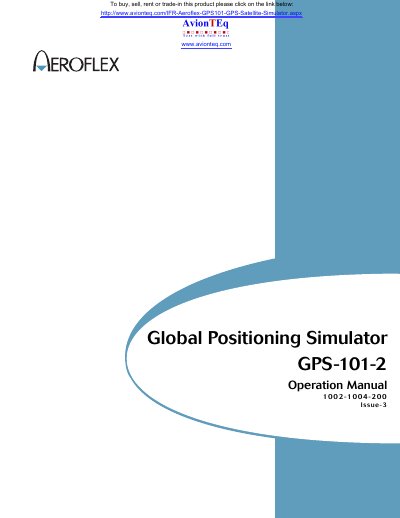 Aeroflex GPS-101-2 Global Positioning Simulator Operation Manual - cover page