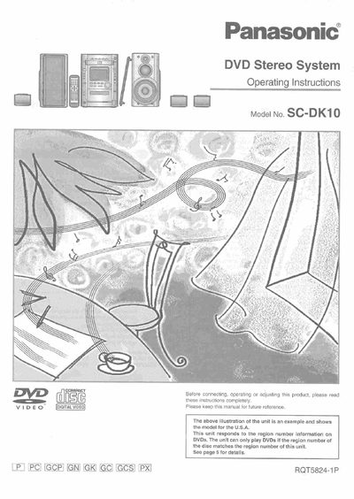 Panasonic SC-DK10 DVD Stereo System Operating Instructions - cover page