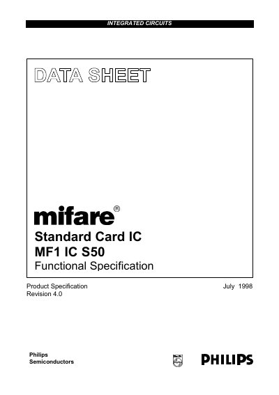 Philips MF1 IC S50 Functional Specification