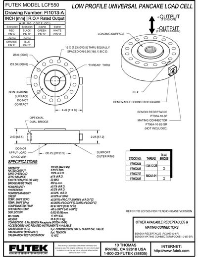 FUTEK LCF550 Load Cell Handbook - cover page