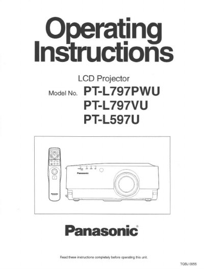 Panasonic PT-L797PWU LCD Projector Operating Instructions - cover page