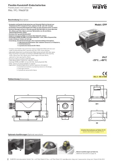 Eurotec EPP Flexible Plastic Limit Switch Box Product Leaflet - cover page