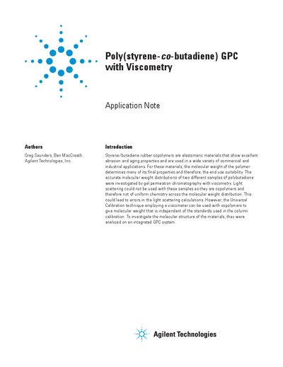 Agilent PL-GPC 50 Plus Poly(styrene-co-butadiene) GPC Application Note