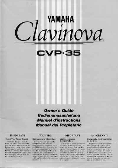 Yamaha CVP-35 Clavinova Owner's Guide - cover page