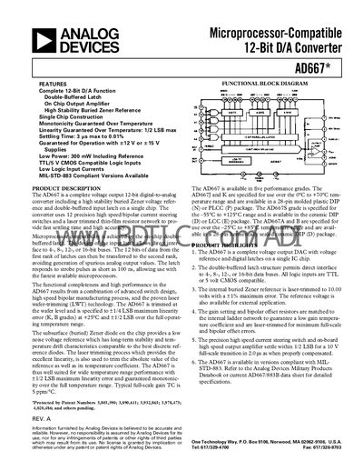Analog Devices AD667 Datasheet - cover page