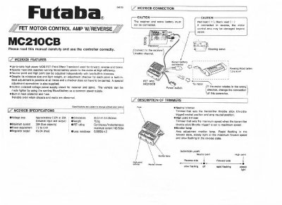 Futaba MC210CB Motor Control Amp User Manual - cover page