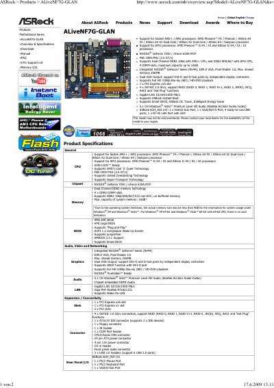 ASRock ALiveNF7G-GLAN Motherboard User Guide - cover page