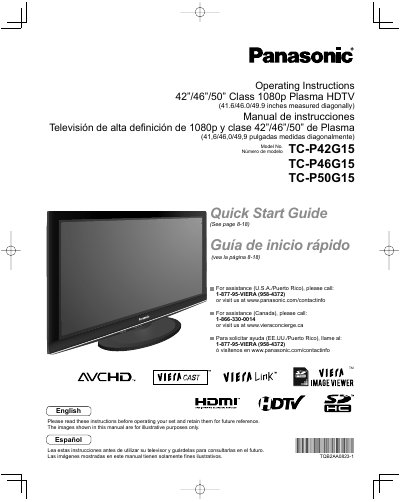 Panasonic TC-P42G15 TC-P46G15 TC-P50G15 Manual - cover page