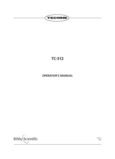 Techne TC-512 Operator's Manual - cover page