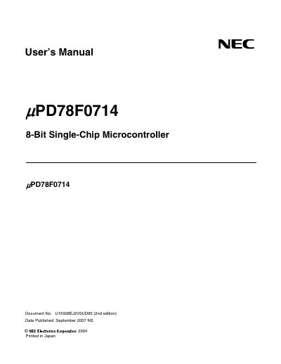 NEC uPD78F0714 User Manual - cover page
