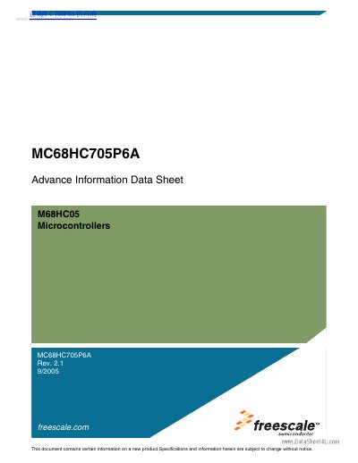 Freescale MC68HC705P6A Advance Information Data Sheet - cover page