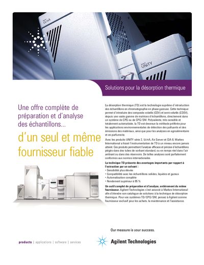 Agilent Thermal Desorption Solutions Product Leaflet - cover page