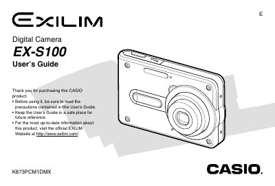 Casio EX-S100 Digital Camera User's Guide - cover page
