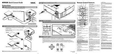 NEC GT950 Quick Connect Guide