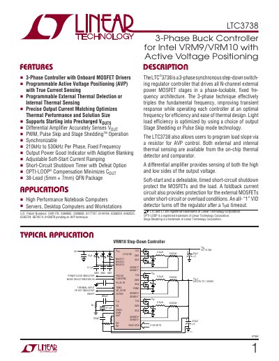 Linear Technology LTC3738 Datasheet - cover page