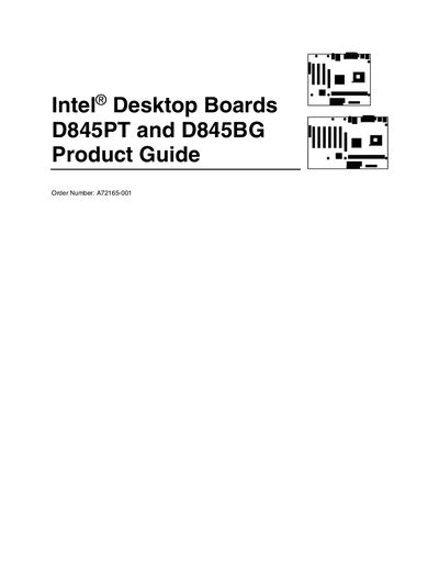 Intel D845PT/D845BG Desktop Board Product Guide - cover page