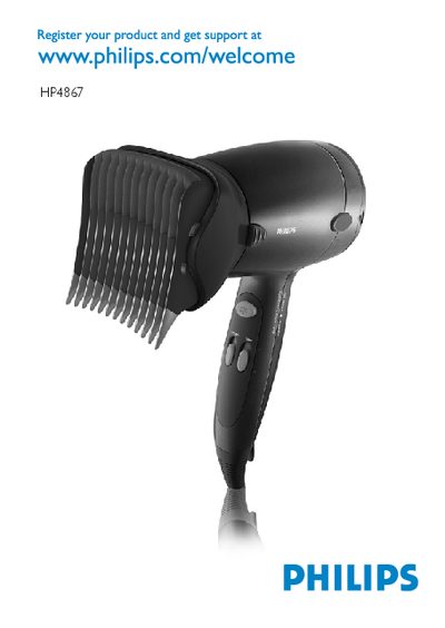 Philips HP4867 Hair Dryer User Manual - cover page
