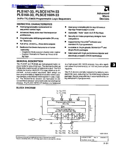 Advanced Micro Devices PLS167-33 PLSCE167H-33 PLS168-33 PLSCE168H-33 handbook - cover page