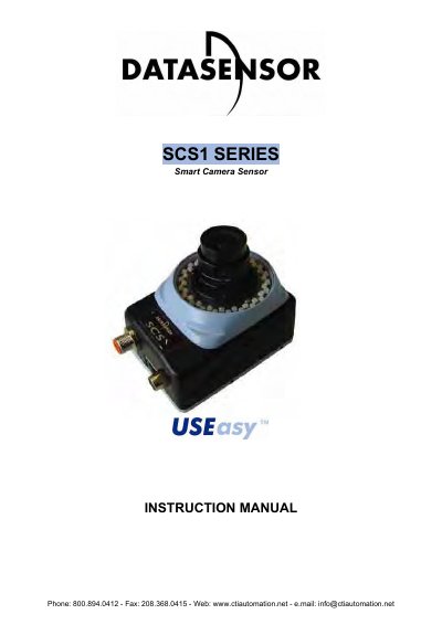 Datasensor SCS1 Series Smart Camera Sensor Instruction Manual - cover page