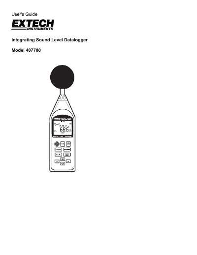 Extech 407780 Integrating Sound Level Datalogger User's Guide - cover page