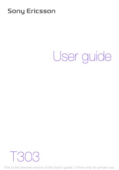sony ericsson T303 User Guide - cover page