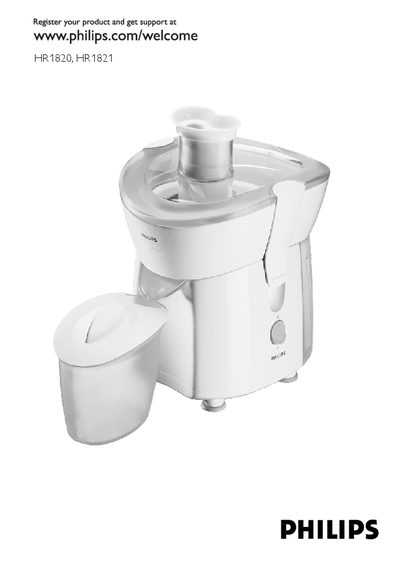 Philips HR1820/HR1821 Juice Extractor User Manual - cover page