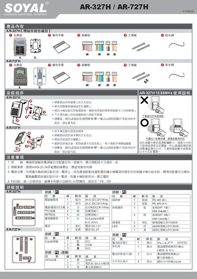 Soyal AR-327H/AR-727H Access Controller User Manual