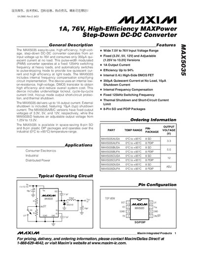 Maxim MAX5035 Step-Down DC-DC Converter Datasheet - cover page