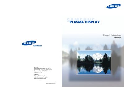 Samsung HPL5025 Plasma Display Owner’s Instructions - cover page