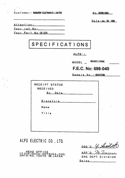 ALPS 317973 Manual - cover page