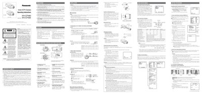 Panasonic WV-CP480 / WV-CP484 CCTV Camera User Manual