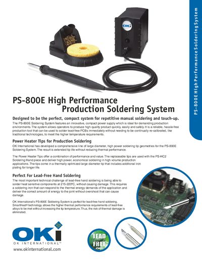 OK International PS-800E High Performance Production Soldering System Datasheet - cover page