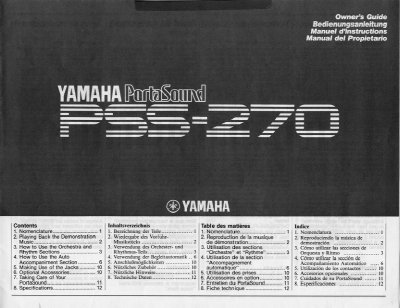 Yamaha PSS-270 PortaSound User Manual - cover page